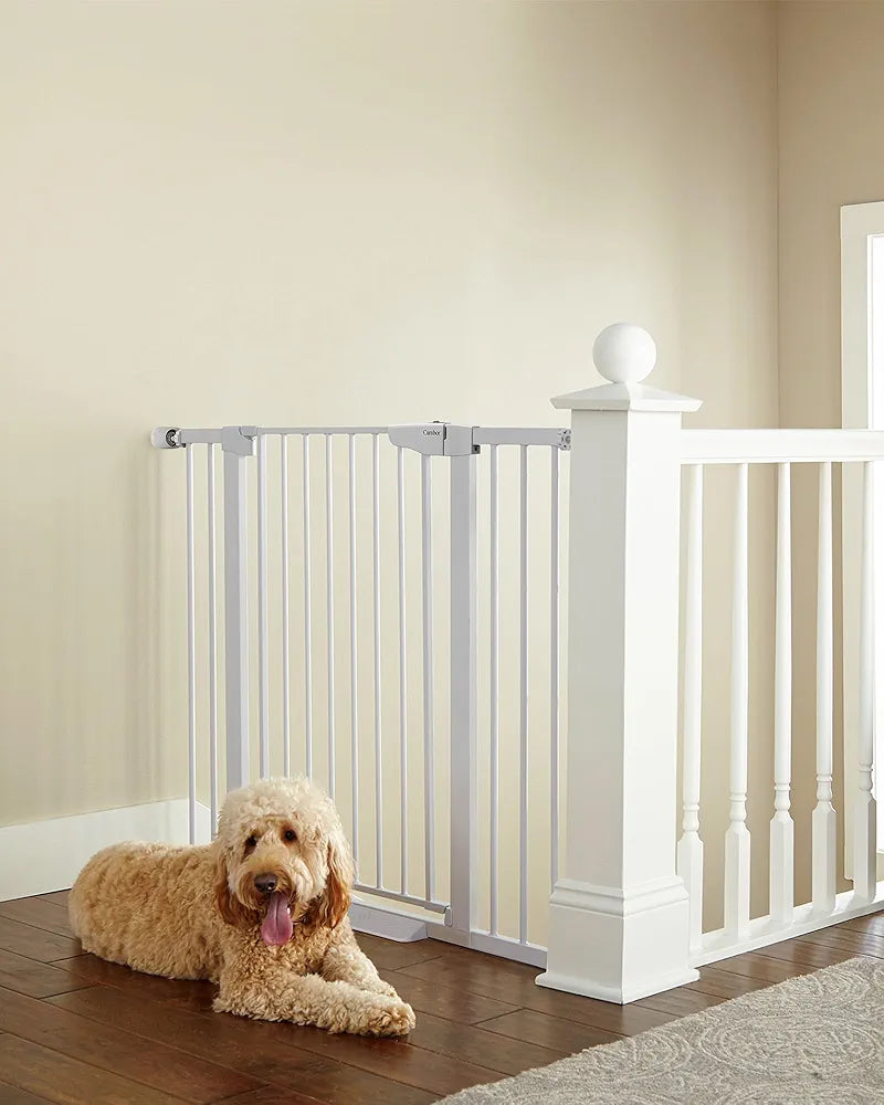 Cumbor 36" Extra Tall Baby Gate for Stairs, 29.7-48" Wide Dog Gates for Doorways, Auto Close Safety Gate for Babies and Pets, Easy Install, Pressure Mounted, Fits Doorways, Stairs, Entryways, White