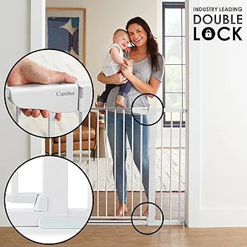 Cumbor 36" Extra Tall Baby Gate for Stairs, 29.7-48" Wide Dog Gates for Doorways, Auto Close Safety Gate for Babies and Pets, Easy Install, Pressure Mounted, Fits Doorways, Stairs, Entryways, White