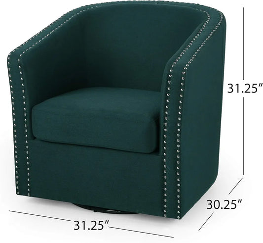 Christopher Knight Home Octavia Contemporary Fabric Swivel Chair, Green, Black