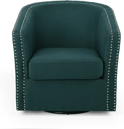 Christopher Knight Home Octavia Contemporary Fabric Swivel Chair, Green, Black