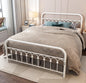 Queen Size Vintage Metal Bed Frame with Headboard and Footboard Basic Bed Frame No Box Spring Needed, Black