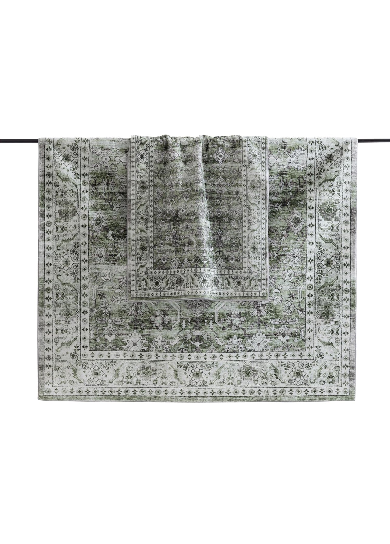 8 x 10 Carvapet Large Vintage Area Rug, Green