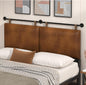 Queen Headboard Brown Faux Leather Industrial Style Adjustable Height