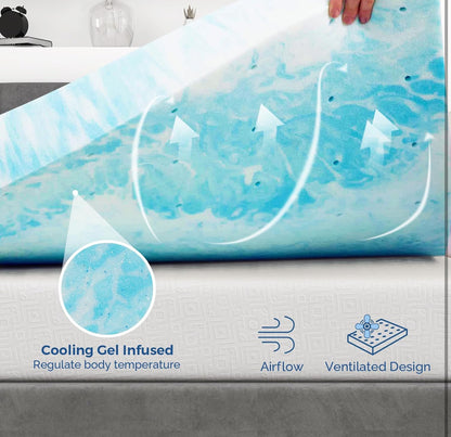 Queen 3” Memory Foam Mattress Topper gel-infused memory foam