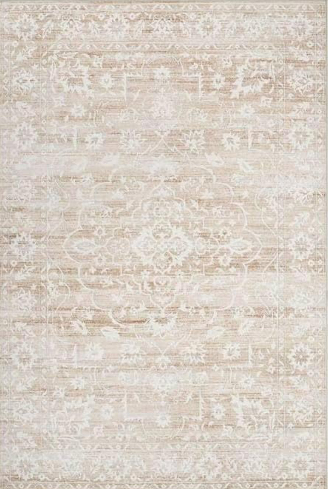 9’ x 12’ Soalmost Floral Vintage Non-Slip Rug, Beige