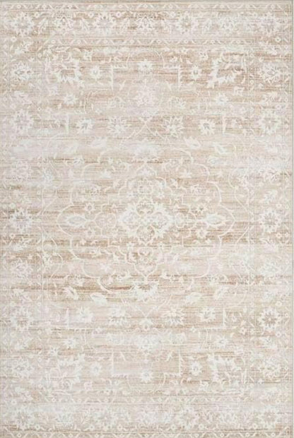 9’ x 12’ Soalmost Floral Vintage Non-Slip Rug, Beige