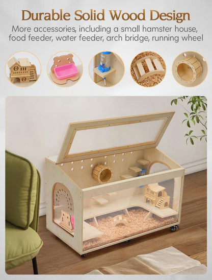 Turosur Hampster/Mouse/Gerbil Cage with Lid Latch and Waterproof