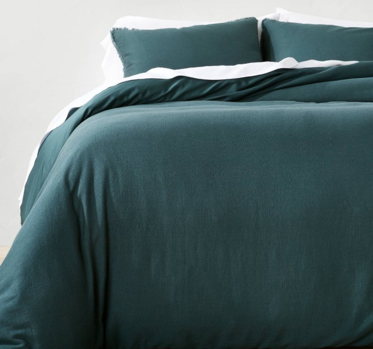 Heavyweight Linen Blend Duvet Cover & Pillow Sham Set, Dark Teal Blue - Casaluna