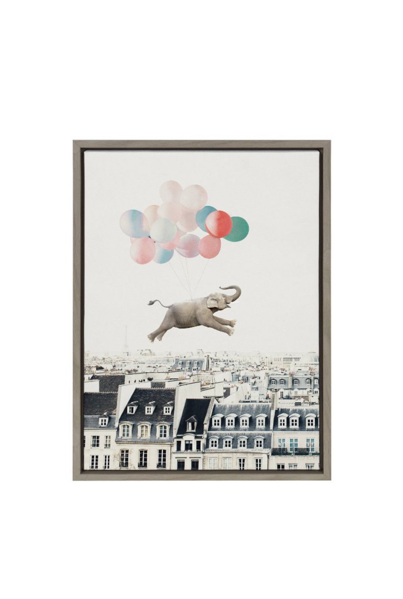 Wall Art Framed Canvas 18” x 24” Cute elephant art on framed high-quality gallery-wrapped canvas.