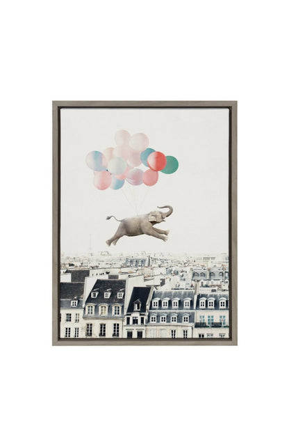 Wall Art Framed Canvas 18” x 24” Cute elephant art on framed high-quality gallery-wrapped canvas.