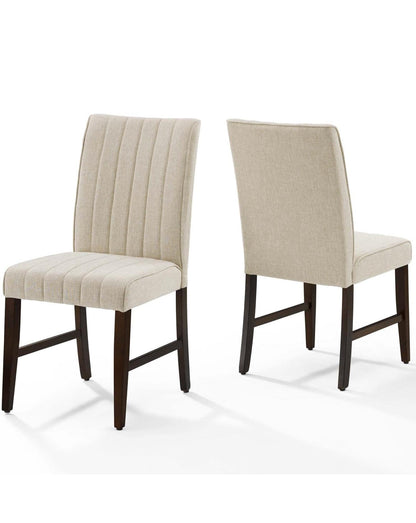 Dining Chairs, Set of 2  Channel Tufted Upholstered Fabric Dining Side Chair, Beige Brand:Modway Motivate