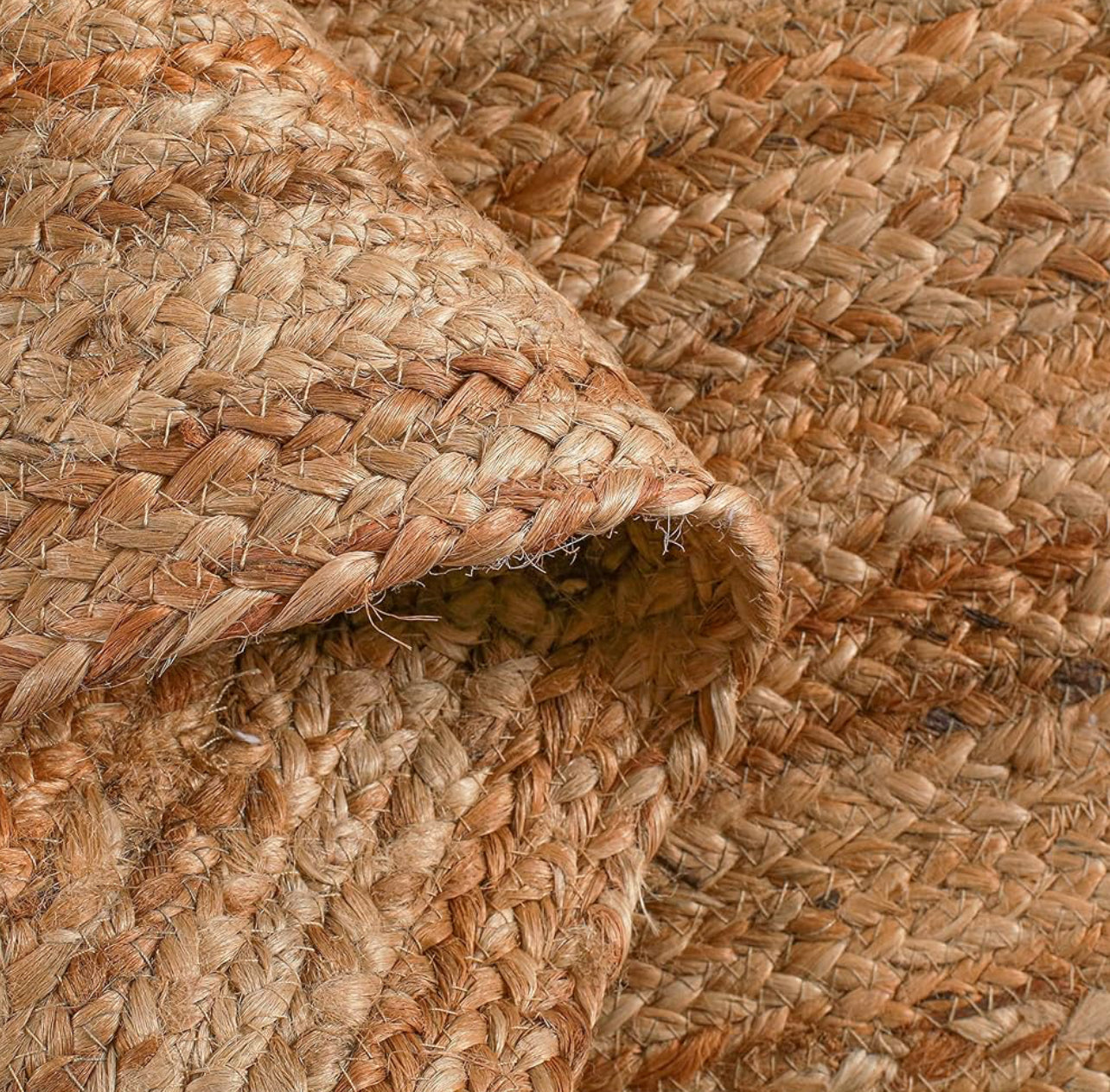 10 Feet Round - Nuloom Jute Rigo Flat Braided Natural Color