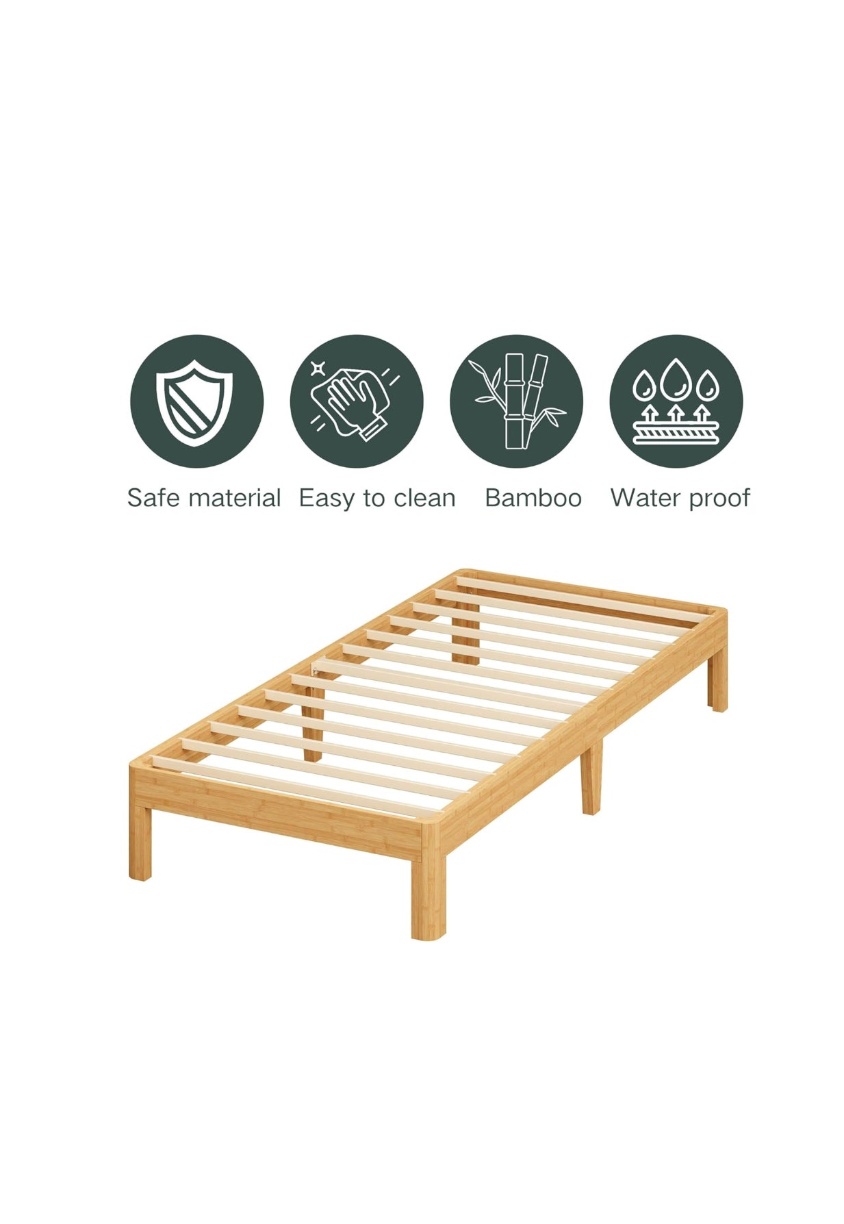 Twin Platform Bed Natural Bamboo Frame 12” Tall Brand: ZIYOO