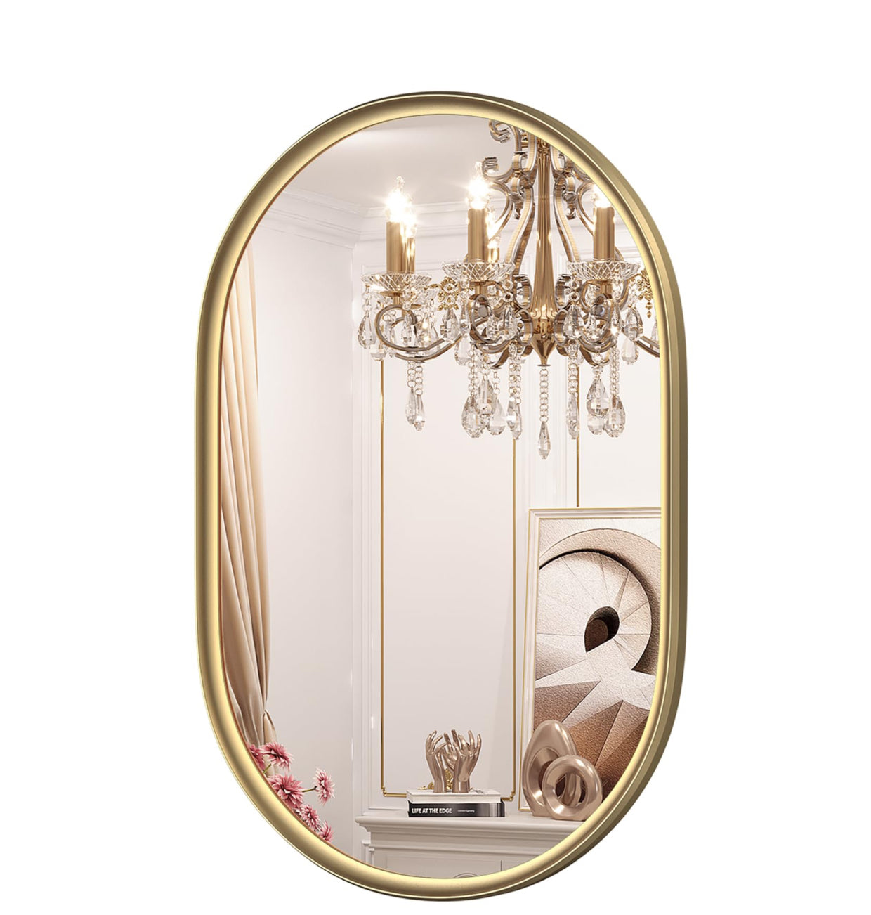 36"L x 24"W -  Gold Oval Mirror