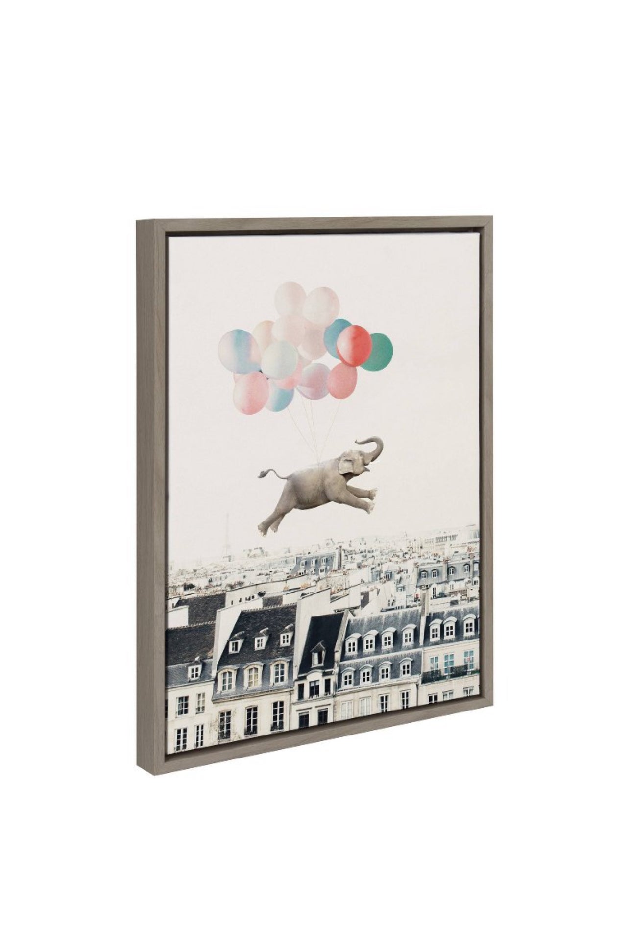 Wall Art Framed Canvas 18” x 24” Cute elephant art on framed high-quality gallery-wrapped canvas.