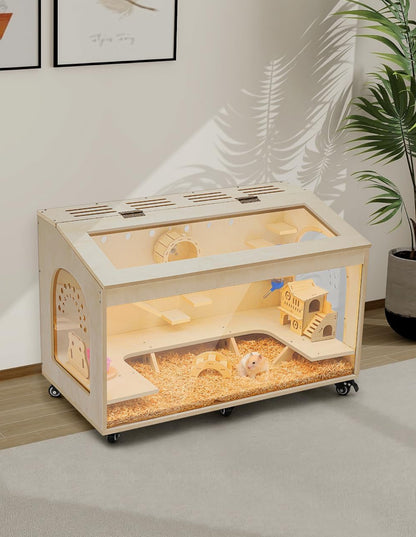 Turosur Hampster/Mouse/Gerbil Cage with Lid Latch and Waterproof