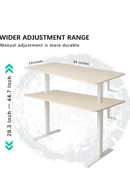 Win Up Time Manual Adjustable Desktop Desk 24"D x 55"W x 47"H