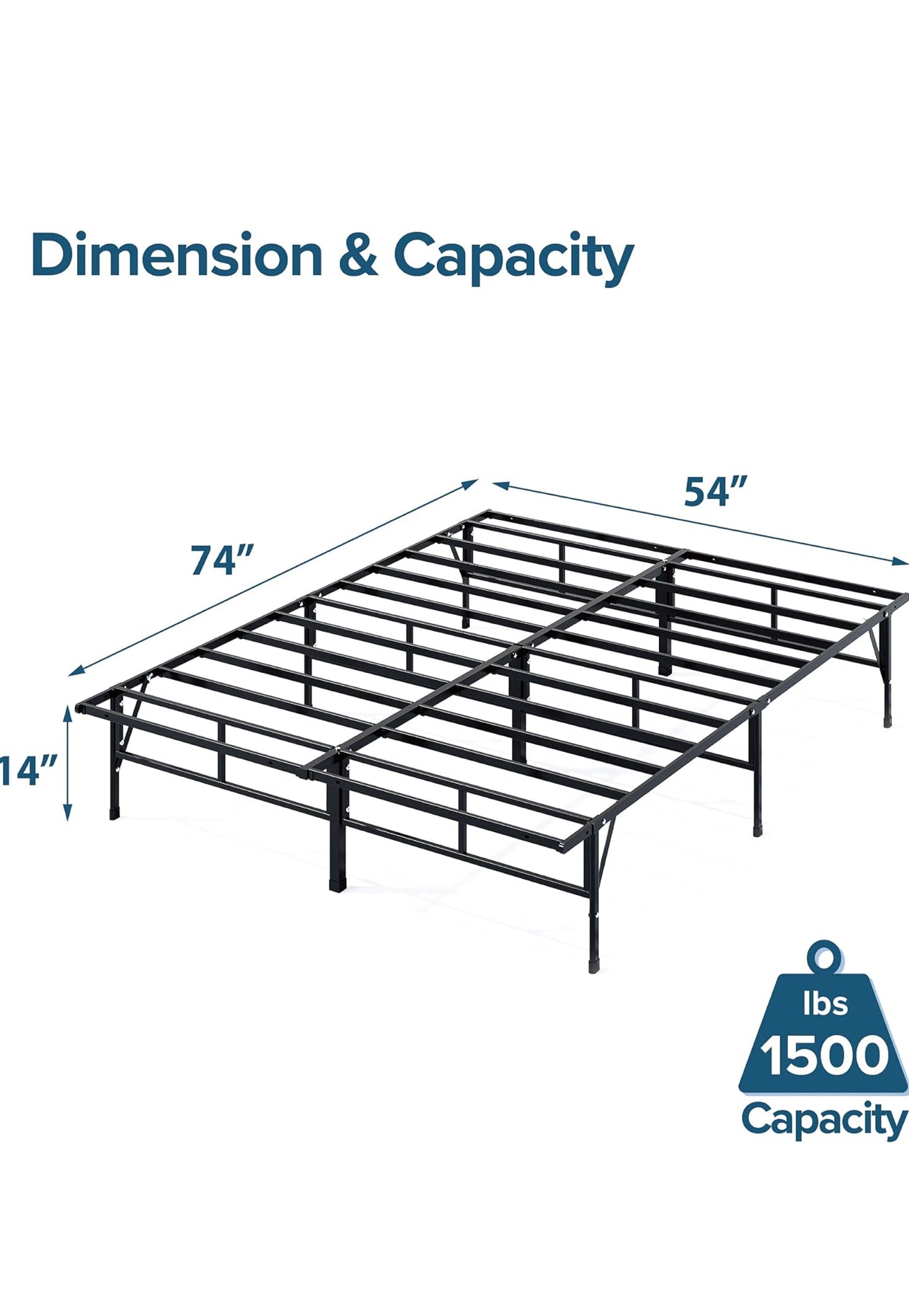 Full Size Zinus Dawn Metal Bed Frame 14” High