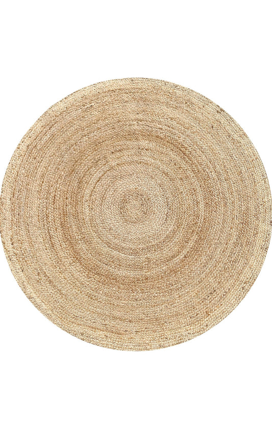 10 Feet Round - Nuloom Jute Rigo Flat Braided Natural Color