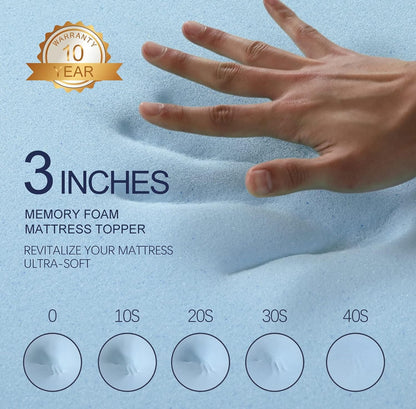 Queen 3” Mattress Topper Gel Memory Foam Mattress Topper - 3 Inch Gel Memory Foam Mattress Topper Queen Size High Density Cooling Pad Pressure Relief Bed Topper