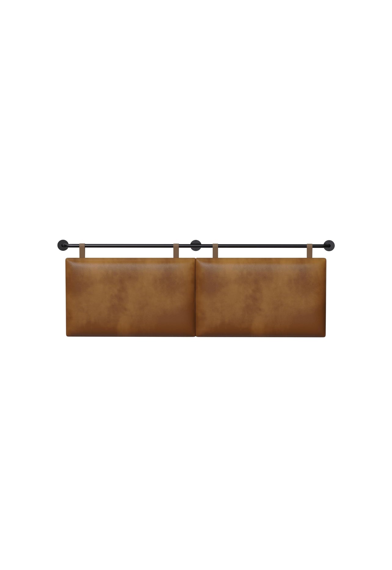 Queen Headboard Brown Faux Leather Industrial Style Adjustable Height