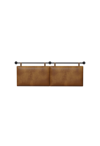 Queen Headboard Brown Faux Leather Industrial Style Adjustable Height