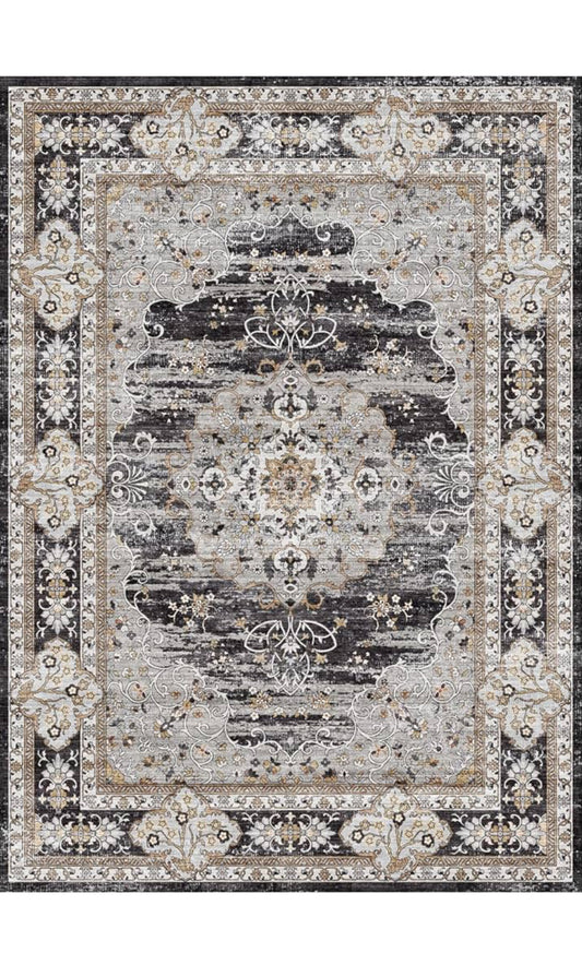 9 x 12 Puino Oriental Moody Vintage Rug, Black