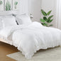 King Duvet - Ruffle Duvet Cover King Size, 3PCS Soft Washed Microfiber Vintage French Country Duvet Cover Set With Button Closure, White