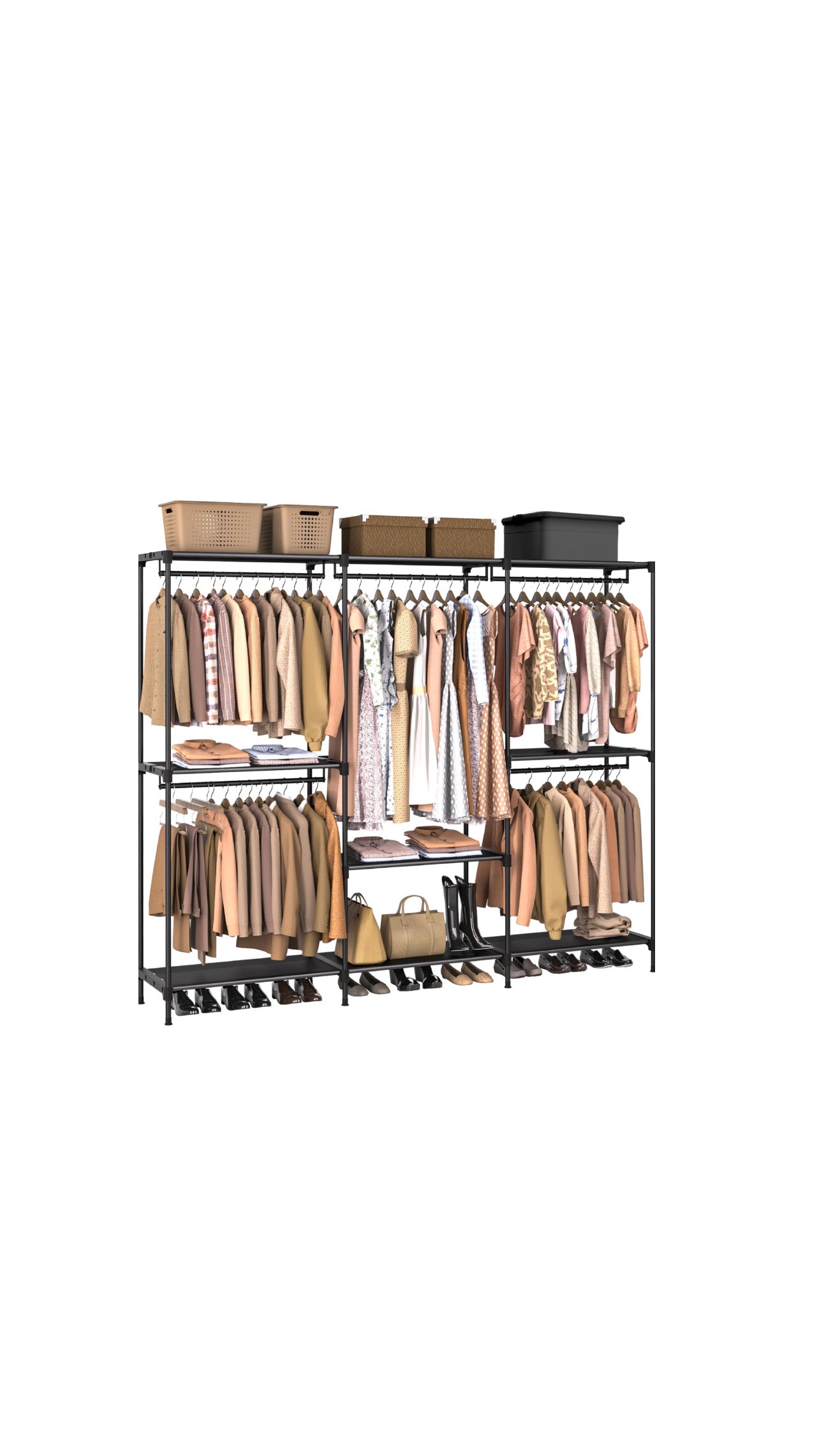 Clothing Rack - Clothes Storage Organizer with Shelves and 5 Hanging Rods Brand: Casamya